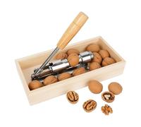 Relaxdays Schiaccianoci retrò in Legno, aprinoci, Regolabile, ergonomico, con Ciotola, Leva, Metallo, Argento/Naturale