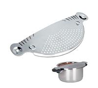 Relaxdays Scolapasata, Scolapasta Acciaio, da Agganciare, Pentole e Ciotole, Salvaspazio, Smart, Metallo, H x L 32,5 x 13 cm, Argento, Inox, 1 pz