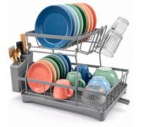Relaxdays Scolapiatti a 2 livelli con scarico