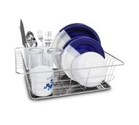 Relaxdays Scolapiatti, con Porta-Posate, Sgocciolatoio, Vaschetta Raccogli Acqua
