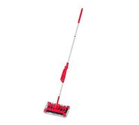 Relaxdays Scopa Elettrica a Batteria con Caricatore, Rosso Argento | Testa Snodata Accessorio Facile da Usare, Regolabile