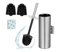 Relaxdays Scopino Bagno WC, Portascopino da Parete, Spazzola con Contenitore, Acciaio e Plastica, Set Toilette, Argento