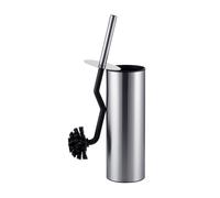 Relaxdays Scopino WC con detergente per Bordi, paraspruzzi, igienico, scopino WC con Supporto, in Acciaio Inox, Argento