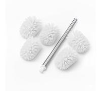 Relaxdays Scopino WC, set da 5, manico in acciaio inox, testine di ricambio, plastica, A x D: 35,5 x 8 cm, bianco