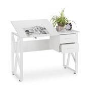 relaxdays Scrivania Orientabile, Supporto Inclinabile, da Disegno o per PC, HLP 75x110x55cm, Bianco, 75 x 110 x 55 cm