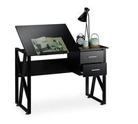 relaxdays Scrivania Orientabile, Supporto Inclinabile, da Disegno o per PC, HLP 75x110x55cm, Nero, 75 x 110 x 55 cm
