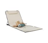 Relaxdays Sdraio Mare XXL 195x60 cm, Lettino Prendisole Imbottito con Cuscino, Stuoia da Spiaggia Pieghevole, Beige