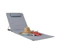 Relaxdays Sdraio Mare XXL 195x69 cm, Lettino Prendisole Imbottito con Cuscino, Stuoia da Spiaggia Pieghevole, Grigio