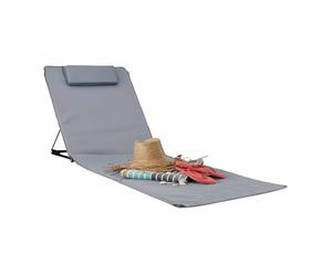 Relaxdays Sdraio Mare XXL 195x69 cm, Lettino Prendisole Imbottito con Cuscino, Stuoia da Spiaggia Pieghevole, Grigio