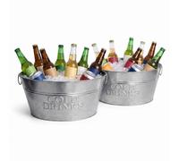 Relaxdays Secchi per spumante zincati, set 2 pz