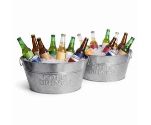 Relaxdays Secchi per spumante zincati, set 2 pz