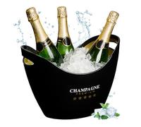 Relaxdays Secchiello per Ghiaccio, 8 L, Glacette Plastica Porta Bottiglie Champagne, Spumante, 25,5x35x25,5 cm, Nero Oro