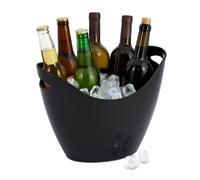 Relaxdays Secchiello per Ghiaccio, Ice Bucket 8L, Porta Bottiglie Champagne e Spumante, Bevande Fresche, Plastica, Nero