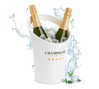 Relaxdays Secchiello per Il Ghiaccio, Glacette in Plastica Porta 2 Bottiglie Champagne e Spumante, 29,5 x 21,5 x 23,5 cm, Bianco, Nero, Dorato