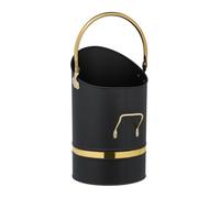 Secchio Porta Carbone 12 L Portacenere Camino Metallo Maniglia Ferro Nero Oro