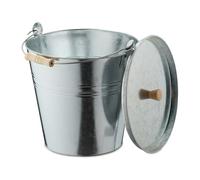 Relaxdays Secchio Raccogli Cenere con Coperchio, Cestello 12,5 L, Carbone e Bricchetti Camino e Stufa, Acciaio, Argento