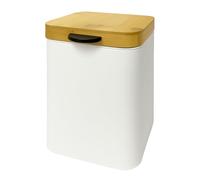 Relaxdays Secchio per Cosmetici da Parete, 3 l, softclose, Secchio Interno, Metallo, Quadrato, Bianco/Naturale