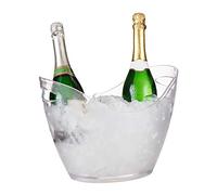 Relaxdays Secchio per il Ghiaccio, Cestello 6l, Portaghiaccio per Birra, Vino, Champagne, 25,5x34,5x26 cm, Trasparente