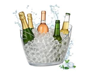 Relaxdays Secchio per il Ghiaccio, Cestello 6l, Portaghiaccio per Birra, Vino, Champagne, 25,5x34,5x26 cm, Trasparente