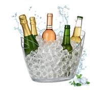 Relaxdays 10028654 Secchio per Il Ghiaccio, Cestello 6l, Portaghiaccio per Birra, Vino, Champagne, 25,5x34,5x26 cm, Trasparente, Nylon