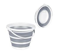Relaxdays Secchio Pieghevole, 10 L, con Beccuccio e Occhiello per Appenderlo, Secchiello Camping e Pesca, Grigio Bianco