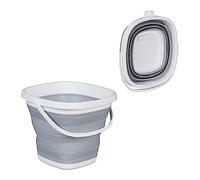 Relaxdays Secchio Pieghevole, 10 L, con Beccuccio e Occhiello per Appenderlo, Secchiello Camping e Pesca, Grigio Bianco