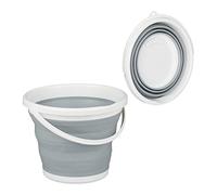Relaxdays Secchio Pieghevole da 10 Litri, Pieghevole, Recipiente Richiudibile, per Casa Automobile e Campeggio, Grigio