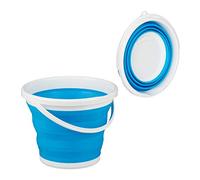 Relaxdays Secchio Pieghevole da 10 Litri, Pieghevole, Recipiente Richiudibile, per Casa Automobile e Campeggio, Blu