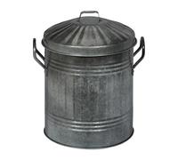 Relaxdays Secchio Raccogli Cenere con Coperchio, Cestello da 10 L per Carbone, Secchiello per Camino e Stufa, Argentato, Ferro