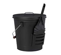 Relaxdays Secchio Raccogli Cenere con Coperchio e Paletta, Acciaio, con Impugnatura, 19 l, per Camino & Grill, Nero
