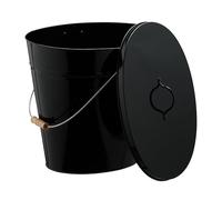 Relaxdays Secchio Raccogli Cenere con Coperchio, Nero | Cestello 18,5 L per Carbone e Bricchetti Camino e Stufa, Acciaio