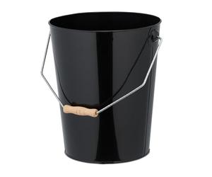 Relaxdays Secchio Raccogli Cenere con Manico, Cestello da 14 L per Carbone, Secchiello per Camino e Stufa, Ferro, Nero