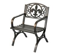 Relaxdays Giardino, braccioli, Extra Larga, in Metallo, Sedia Vintage, HLP: 85,5 x 60 x 56 cm, Nero/Bronzo, Acciaio, Ghisa, 85.5 x 60 x 56 cm