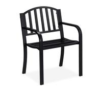 Relaxdays Sedia da Giardino, Sediolina con Braccioli, Acciaio, Design Moderno e Comodo, HLP 82 x 60 x 48,5 cm, Nero