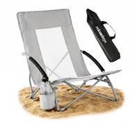 Relaxdays Sedia da mare pieghevole con portabibite