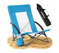 Relaxdays Sedia da mare pieghevole con portabibite