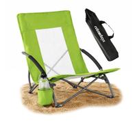 Relaxdays Sedia da mare pieghevole con portabibite