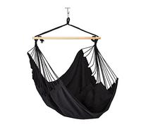 Relaxdays Sedia Sospesa in Cotone, Amaca da Interno con 2 Cuscini, capacità Fino a 120 kg, Bambini & Adulti, Blu/Verde, 135 x 110 x 140 cm