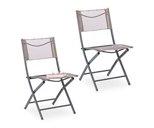 Relaxdays Sedie da Giardino Pieghevoli, Set da 2, per Balcone, Terrazza, da Campeggio, Metallo, fino a 120 Kg, Marrone