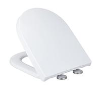 Relaxdays Sedile WC a Chiusura Ammortizzata, Forma a D, Sgancio Rapido, Tavoletta in Duroplast, LxP 37,5x45,5cm, Bianco