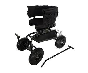 Relaxdays Seduta da Giardino Mobile, Regolabile in Altezza, Portata 150 kg, vano portaoggetti, Cuscino e Schienale, Nero