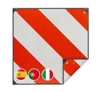 Relaxdays Segnale di Pericolo, 3in1 per Italia, Spagna e Portogallo, 50x50, Cartello Catarifrangente Carico Sporgente