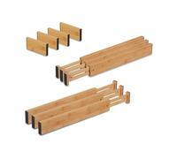 Relaxdays Divisori da Cassetto, Set da 10 Separatori da Cucina, Organizer Lunghezza Regolabile 43,5-56,5 cm, Marrone, bambù, 6 x 56,5 x 2 cm