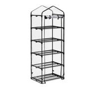 Relaxdays Serra per Il Balcone, in Ferro e Telo in PVC, Giardinaggio, a 5 Piani, 192 x 69 x 50 cm, Nero Trasparente