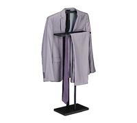 Relaxdays Servo Muto da Camera, 107 x 47,5 x 20 cm, Appendiabiti per Giacca, Camicia e Pantalone, in Acciaio e MDF, Nero