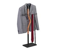 Relaxdays Servo Muto da Camera, Appendiabiti da Terra per Giacca e Pantalone 107x48x20 cm, Acciaio e MDF, Grigio Marrone, Fibra di Legno