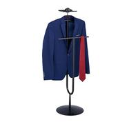 Relaxdays Servo Muto da Camera, Appendiabiti da Terra per Giacca e Pantalone, con Ripiano, 121x45x33,5 cm, Acciaio, Nero, 121 x 45 x 33.5 cm