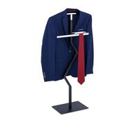 Relaxdays Servo Muto da Camera, Appendiabiti per Giacca e Pantalone, con Ripiano, 105x45,5x24 cm, Acciaio, Nero Argento, 105 x 45.5 x 24 cm