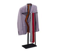 Relaxdays Servomuto, per Abiti & Pantaloni, Mix Metallo & Legno, Camera, Omino Attaccapanni, 106,5x45,5x20, Marrone/Nero