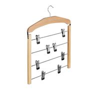 Relaxdays Gruccia per Gonne con Pinze Salvaspazio, Appendiabiti Multiplo Antiscivolo, 45,5x39x2,5 cm, Marrone Chiaro